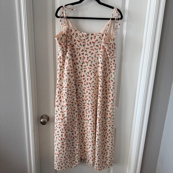 BCBGeneration Cream Floral Midi Dress Tie Straps A-Line Ditsy Floral Sundress - Picture 7 of 8